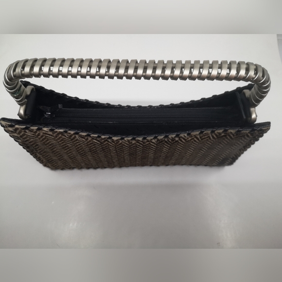 A Vintage Kenzo Clutch Purse with Chevron pattern on one side and black leather - Picture 4 of 4